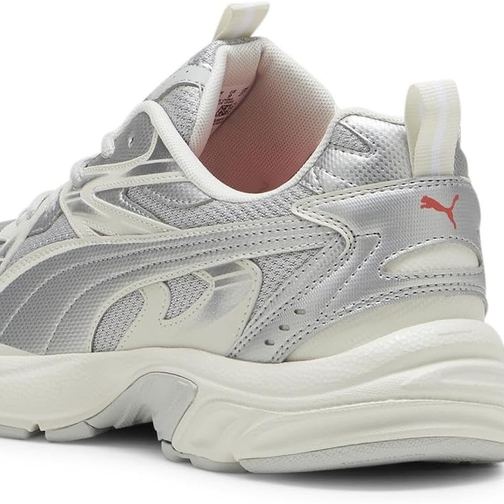 Puma Silver and White Athletic Shoes with Chunky Design and Cushioned Sole - Picture 6 of 7